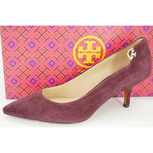 Tory Burch Purple Suede Elizabeth High Heel Pointy Toe Pumps - Picture 1 of 10